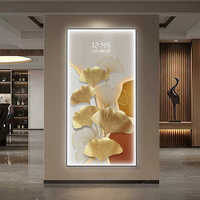 Horloge murale décorative moderne en forme de feuille de Ginkgo avec écran électronique et éclairage LED