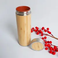 Tragbare Edelstahl Bambus Thermoskanne Temperatur Wasser flasche mit Tee filter Keramik innere doppelwandige Vakuum flaschen