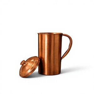 Handmade Hammered Copper Water Pitcher with Lid and 2 Cups Classic 1.7L Drinking Set for Home Party Use - Product Image 4
