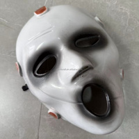 Nouveau Masque Fantôme Noir et Blanc HLC pour Halloween avec Bouche en Forme de O, Masque Facial Effrayant pour Farces, Masques de Cosplay pour Fêtes et Maisons Hantées