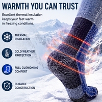 Chaussettes de randonnée 100% laine mérinos, chaussettes thermiques d'hiver pour le trekking en plein air, chaussettes de ski, chaussettes rembourrées pour bottes, logo personnalisé, OEM, vente en gros