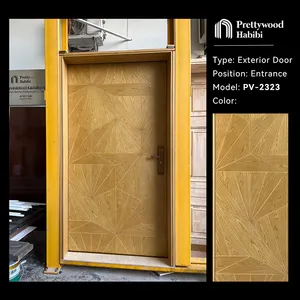 Prettywood - Porta dupla de luxo para sala de estar, porta interior de madeira maciça moderna e geometria moderna, ideal para casas