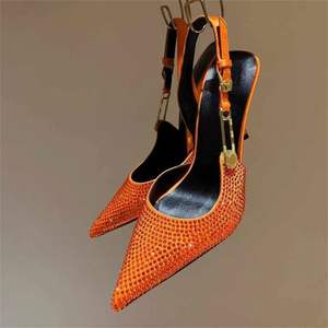 Sandali da Donna di Lusso Scarpe alla Moda a Punta con Strass e <span class=keywords><strong>Tacchi</strong></span> a Spillo per Signore - Product Image 2