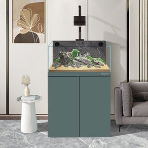 <span class=keywords><strong>Kit</strong></span> de démarrage d'aquarium rectangulaire écologique de 20 gallons en métal et verre avec filtre à cartouche, pompe à air 110V, style luxueux - Product Image 1