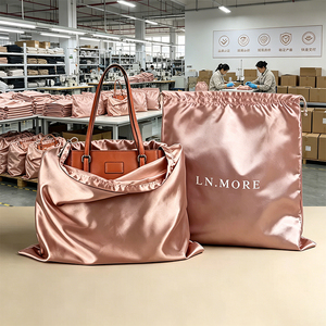 Sac à poussière en satin en gros pour sac à main, pochette de rangement de luxe pour bijoux, emballage personnalisé avec cordon de serrage, petit MOQ 100 pièces - Product Image 6