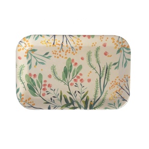 Serving Tray Bamboo Fiber Tray Melamine White Large Custom Melamine Plastic Melamine Rectangle Flower Edge Trays Round 3000pcs