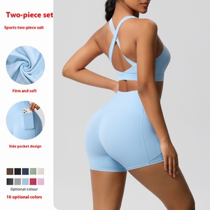 Logo personalizzato Tie Dye reggiseno ad alto impatto e Yoga Shorts Activewear tuta traspirante tinta unita set di Pilates vestiti per le donne - Product Image 5