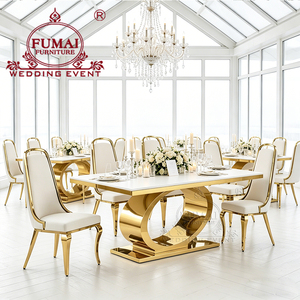 โต๊ะยาวขาสแตนเลสสีทองหรูหราเฟอร์นิเจอร์สำหรับงานแต่งงาน - Product Image 4