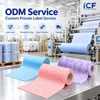 Gulungan Handuk Nonwoven Spunlace Kapasitas Minyak Tinggi, Dapat Digunakan Kembali, Lembut, Daya Serap Tinggi, Kain Pembersih untuk Meja Dapur