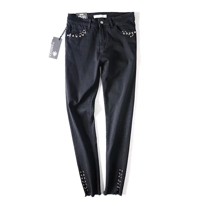2021 Slim in voller Länge Bequemer Stoff Schwarze Farbe Stretchy Streetwear Jeans