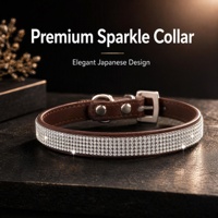 Collier et laisse pour animaux de compagnie en strass, en cuir PU, collier pour chien et chat, couleur unie, accessoires pour animaux de compagnie réglables