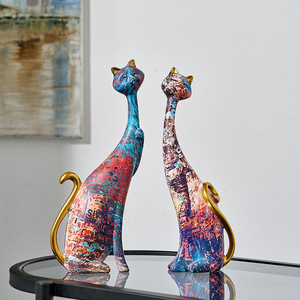 Statuetta di Gatto <span class=keywords><strong>in</strong></span> Resina Artistica, Decorazione <span class=keywords><strong>per</strong></span> Soggiorno, <span class=keywords><strong>Arredamento</strong></span> Creativo di Lusso <span class=keywords><strong>per</strong></span> Appartamenti <span class=keywords><strong>in</strong></span> Vendita - Product Image 1
