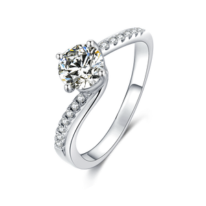 ขายร้อนในสต็อก925เครื่องประดับเงินสเตอร์ลิงสีขาวชุบทองรอบ6.5มิลลิเมตร D สี Moissanite 1ct แหวนเงินสำหรับผู้หญิง - Product Image 2