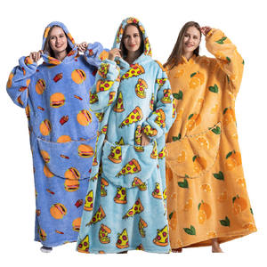 Vente en gros de sweatshirt à capuche en polyester avec impression personnalisée pour pizza, couverture à capuche portable pour canapé <span class=keywords><strong>adulte</strong></span>, hiver - Product Image 1