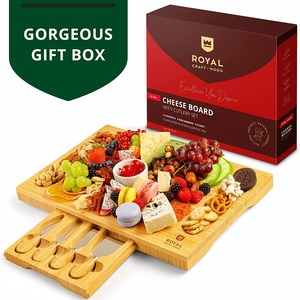 Plateau à fromage en bois Royal Craft avec ensemble de couverts, plateau de service en bambou pour les apéritifs et les desserts - Product Image 5