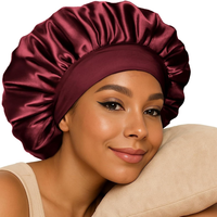 Bonnet en satin personnalisé pour femme, double couche, luxe, avec large bande élastique réglable, idéal pour cheveux bouclés et tresses, vente en gros