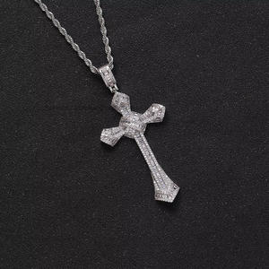 Staff sword pendant, hip hop jewelry, copper zircon vintage, personalized <b>cross</b> necklace. - Product Image 2