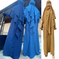 Ensemble Robe Khimar 2 Couches en Crêpe Jazz au Design Tendance pour Femmes et Filles Musulmanes, Mode Pudique, Abaya de Prière, Caftan, Jilbab, Vêtement