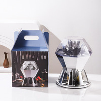 Ensemble de couverts en acier inoxydable avec support diamanté, cuillères, fourchettes et couteaux dorés et argentés pour la cuisine, la table et les cadeaux