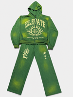 Hoodie personnalisé avec logo imprimé en relief 3D sur l'épaule, pour homme, coupe oversize, court, épais, zippé, effet vieilli, style vintage, ensemble