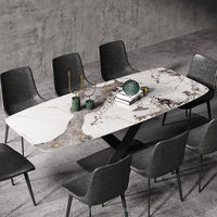Table à manger rectangulaire en céramique de marbre italien, pieds en métal fer, style moderne, luxe léger, table à manger en pierre frittée