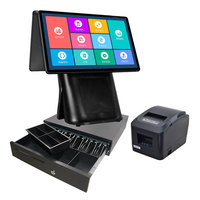 Sistemas pos de software para restaurantes de 15,6 pulgadas con impresora todo en un sistema POS de pantalla táctil cajeros automáticos con software