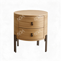 Table de chevet circulaire moderne avec pieds en métal et emballage assemblé, table de chevet pour appartement, villa, chambre à coucher