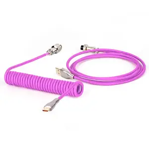 Multicolor Gx16 Braided Aviator Mechanical Coiled keyboard Cable