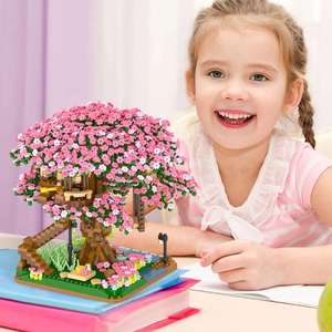 2008 Piezas Mini Micro Ladrillos Casa Árbol de Sakura Bloques de Construcción Set Flor de Cerezo Juguetes DIY para Ensamblar - Product Image 4