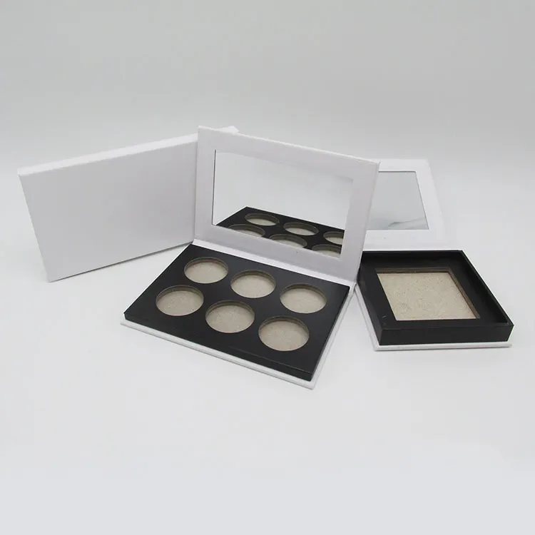 खाली सफेद आंखों के छायाएं पैलेट OEM निजी लेबल कॉस्मेटिक पैकेजिंग के साथ आँख छाया बॉक्स दर्पण