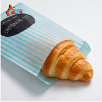 Sac en papier plat à rayures bleues imprimé sur mesure, qualité alimentaire, pour boulangerie, pain, bonbons, avec logo