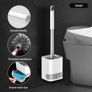 Escobilla de Baño Ecológica de Silicona TPR Blanca con Soporte para Limpieza del Baño - Product Image 3