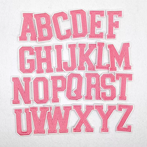 Розово-черная нашивка-буква для пришивания, плоская вышитая нашивка-буква для одежды и аксессуаров, нашивки для пришивания - Product Image 4