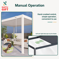 Pérgola de Aluminio con Recubrimiento en Polvo, Techo de Láminas Ajustables Manualmente, para Balcón, Villa en Colina, Observatorio, Pabellón, Privacidad