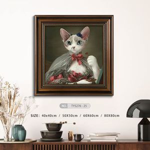 Çerçeveli kedi tuval sanat taklit başyapıtları ev dekorasyon için yüksek kalite fabrika doğrudan Pet hediye boyama - Product Image 4
