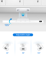 Barre lumineuse LED à détecteur de mouvement, rechargeable par USB-C, 3W/5W, télécommande/commande par bouton, couleur réglable pour armoire, bureau, placard