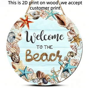 Ghirlanda di benvenuto da spiaggia per porta d'ingresso, decorazione da parete in legno dal design bohémien, divertente per matrimoni, compleanni, Pasqua - Product Image 3