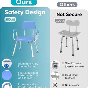 Shower Chair For Elderly Bath Seat Non Slip Toilet <b>Stool</b> Large Square Type <b>Adjustable</b> <b>Height</b> Bathroom Use - Product Image 3
