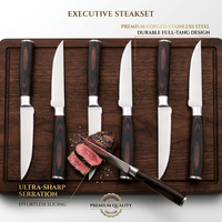 Couteau à steak dentelé OEM personnalisé LFGB en acier inoxydable avec manche en bois, vente en gros, couverts pour restaurant