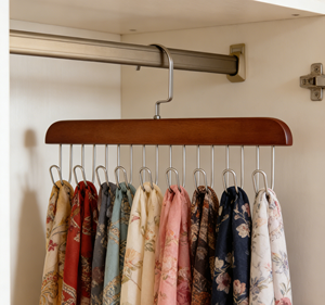 Gantungan Kamar Mandi Kayu Satu Tingkat yang Dipasang di Dinding dengan Pengait Penyimpanan untuk Pakaian Dalam, Ikat Pinggang, Dasi & Rak Pajangan - Product Image 3