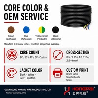 Cable de Alimentación HONGPAI 60227 IEC 52 53 RVV 3X0.75mm, 2/3 Núcleos, 300V 500V, Conductor de Cobre Desnudo, PVC, Codificación por Colores, Flexible