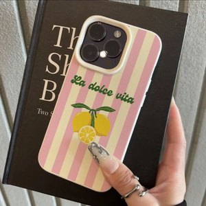 Nouvelle <span class=keywords><strong>coque</strong></span> de téléphone portable en TPU rose rayée avec motif <span class=keywords><strong>citron</strong></span>, étui en cuir tendance, <span class=keywords><strong>coque</strong></span> arrière pour <span class=keywords><strong>iPhone</strong></span> 16 15 17 Air 18 Pro Max - Product Image 3