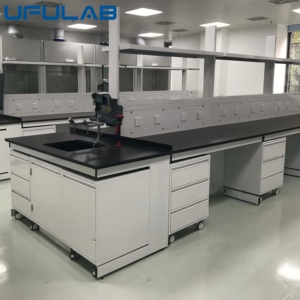 Mesa de Trabajo Moderna para Laboratorio de Química de Acero Laminado en Frío con Superficie de Acero Inoxidable y Lavaojos para Uso Escolar y Hospitalario - Product Image 3