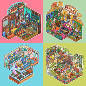 Pegatinas Divertidas para Paisajismo, Temática de Tienda Grande 1.0, Estilo de Escena, Miniaturas 3D, Pegatinas de Escena Apilables, Pegatinas DIY - Product Image 1