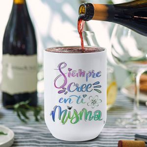 High Quality 12Oz Sublimation White Straight Stainless Steel Double Walled U Shape Egg Shape Wine Tumbler Cup Mug With Lid - Product Image 3