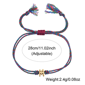 Bracelet en code morse plaqué or avec initiale M, cadeau amusant pour meilleur ami, bijoux en corde tressée pour femmes - Product Image 5