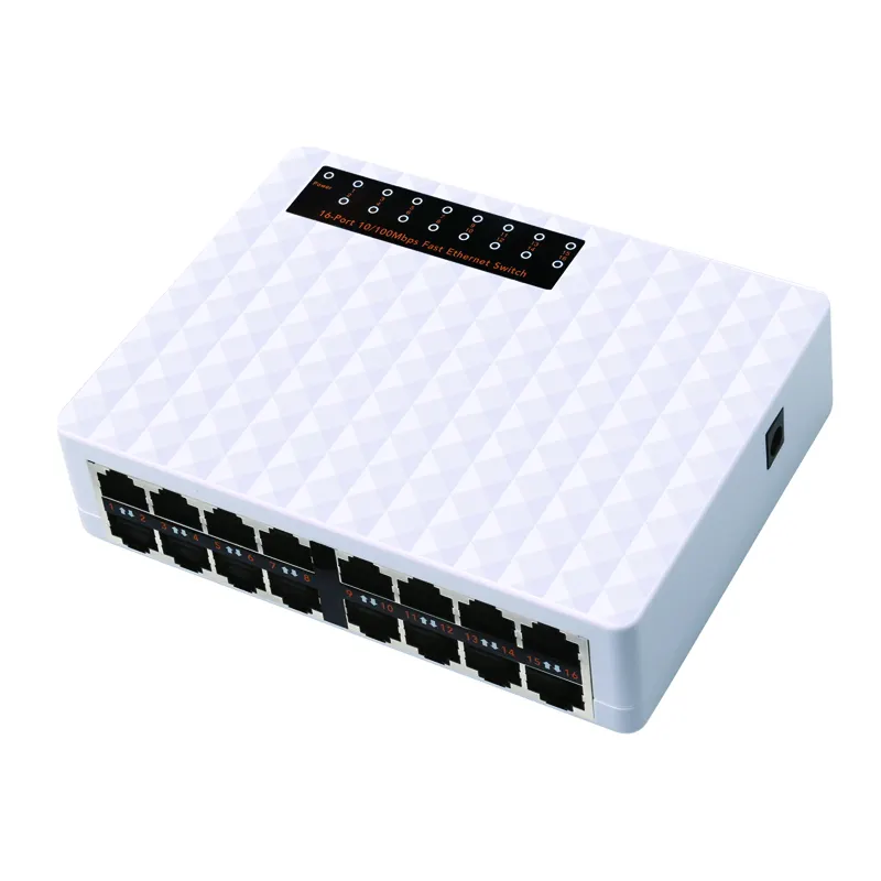 Support 5 -20V input fast ethernet plastic case 10/100M 16 ports unmanaged network switch RJ45 hub
