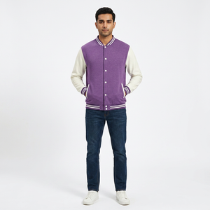 Blousons universitaires pour hommes grandes tailles 2025 – Logo personnalisé sur le devant, col montant, 100 % coton – Vente en gros, service OEM - Product Image 1