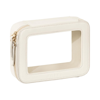 Trousse de Maquillage Transparente avec Fermeture Éclair Dorée, Organisateur Cosmétique Tendance, Étui de Voyage Étanche en PU pour Articles de Toilette et Soins de la Peau