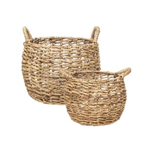 Natural Water Hyacinth Weaving Storage <b>Basket</b> Bins <b>with</b> <b>Handles</b> and Metal Frame New Design Bin Storage Solution - Product Image 3